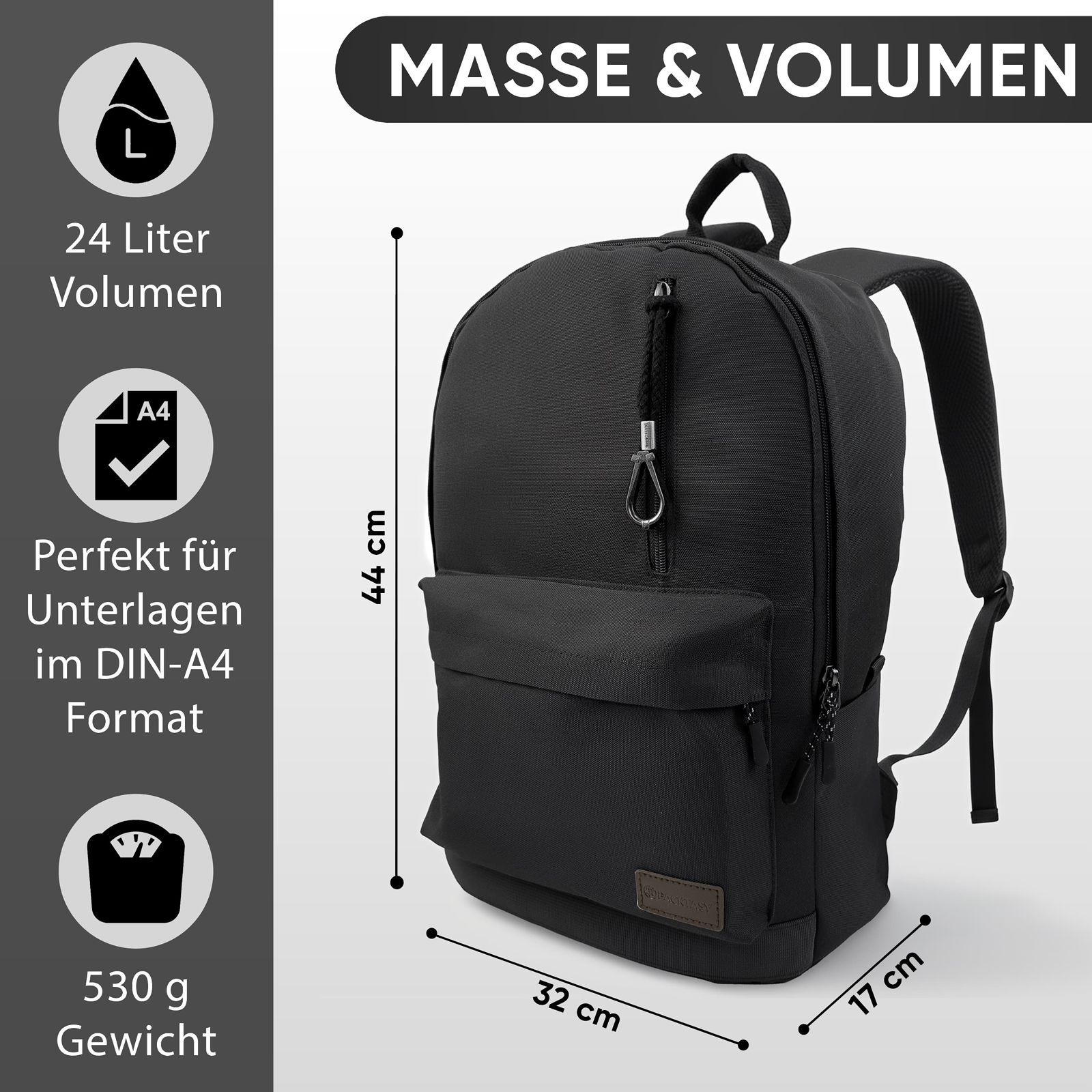 Rucksack aus 900D Oxford Polyester – Wasserabweisender & Wasserresistenter Laptoprucksack 16 Zoll – Robuster Daypack für Arbeit, Reisen, Schule & Outdoor. (schwarz) – Bild 5